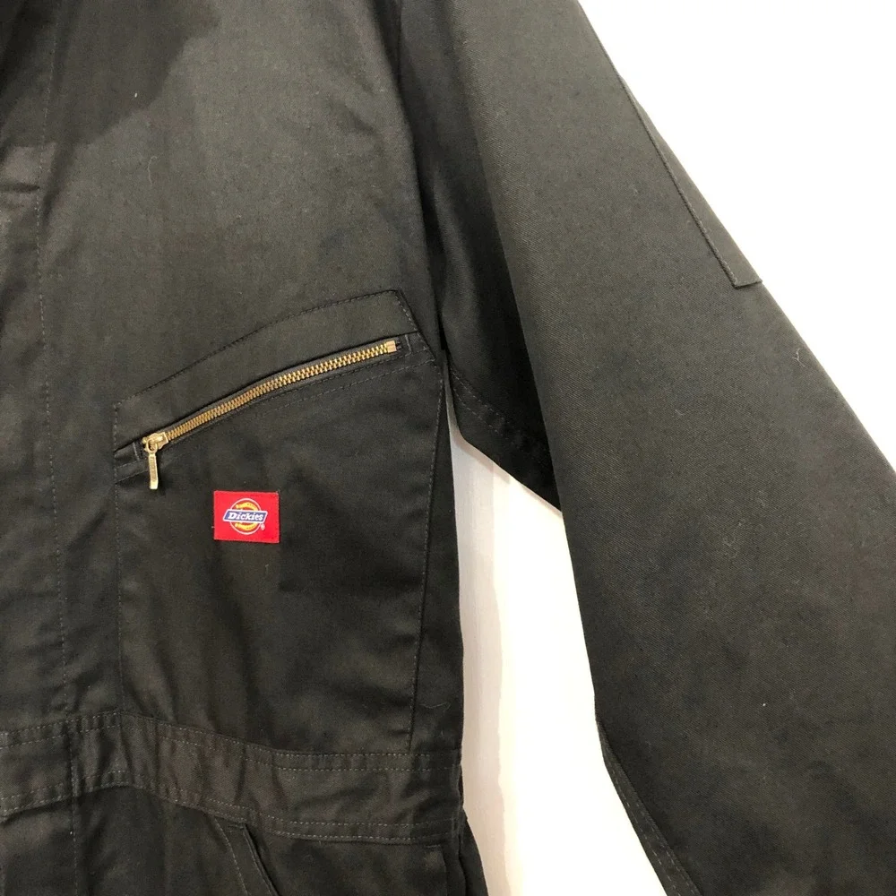 Dickies Black Coverall Jumpsuit Workwear Gold‎ Zipper Front Black L-Tall - Picture 6 of 16